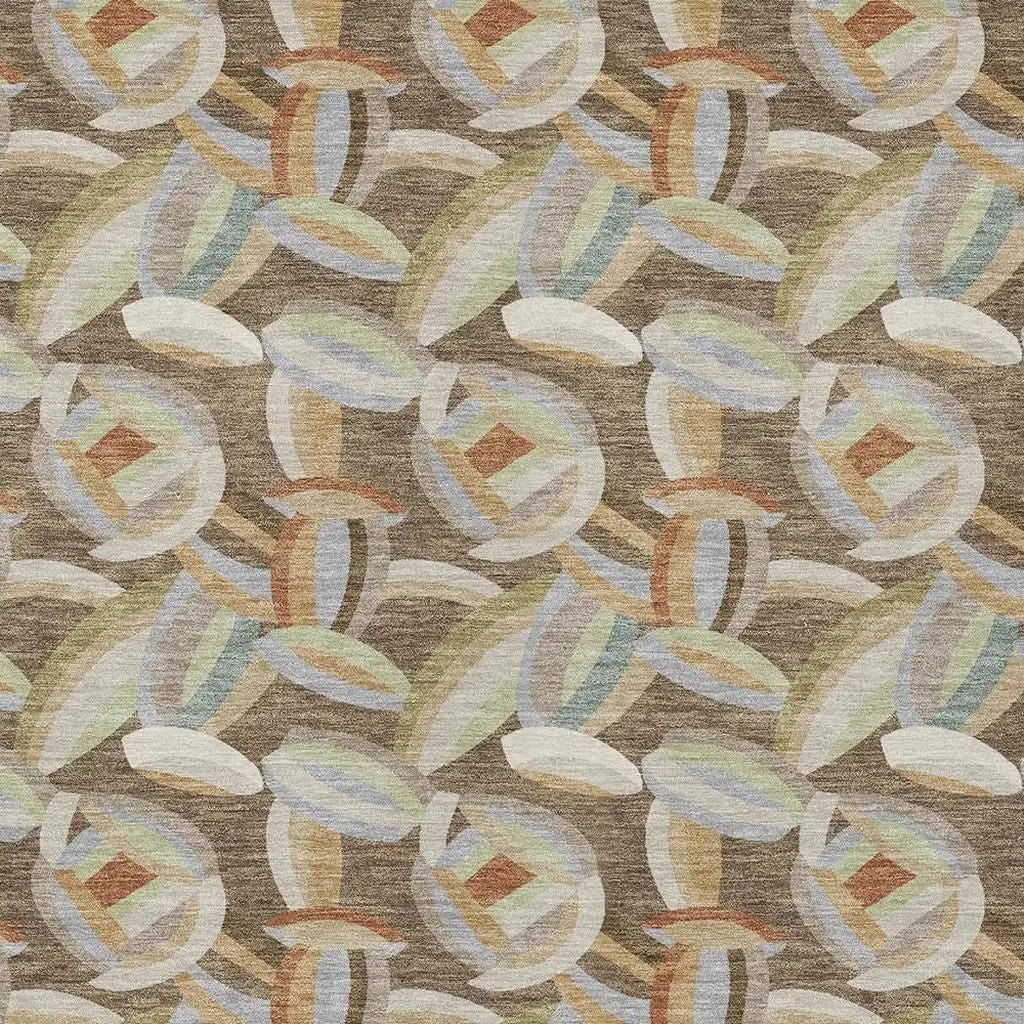 3' X 5' Brown And Ivory Abstract Washable Indoor Outdoor Area Rug Homeroots Outdoor