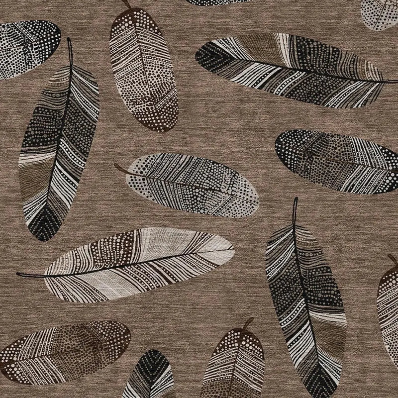 3' X 5' Brown And Ivory Botanical Leaves Washable Indoor Outdoor Area Rug Homeroots Outdoor