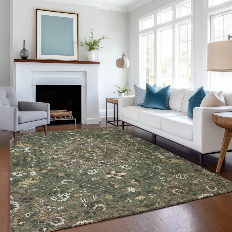 3' X 5' Brown And Ivory Floral Medallion Washable Indoor Outdoor Area Rug Homeroots Outdoor