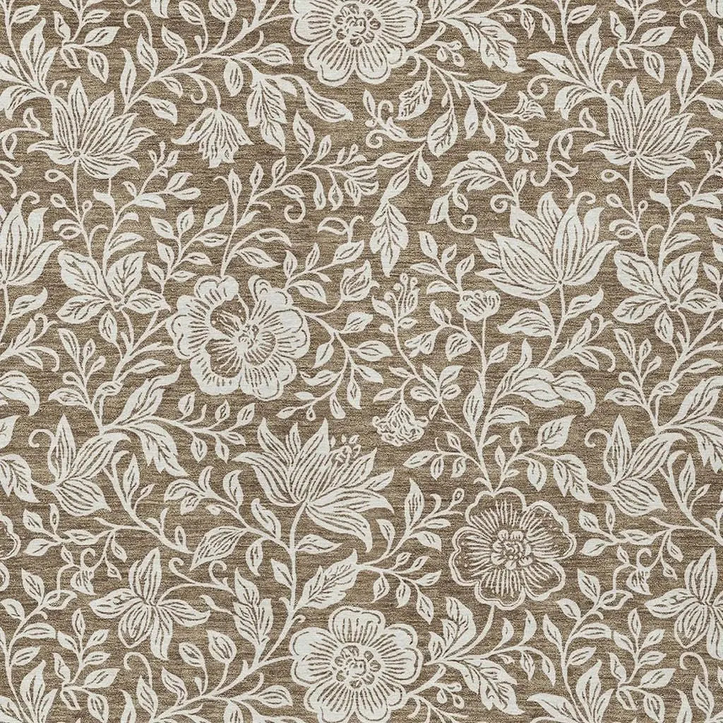 3' X 5' Brown And Ivory Floral Washable Indoor Outdoor Area Rug Homeroots Outdoor