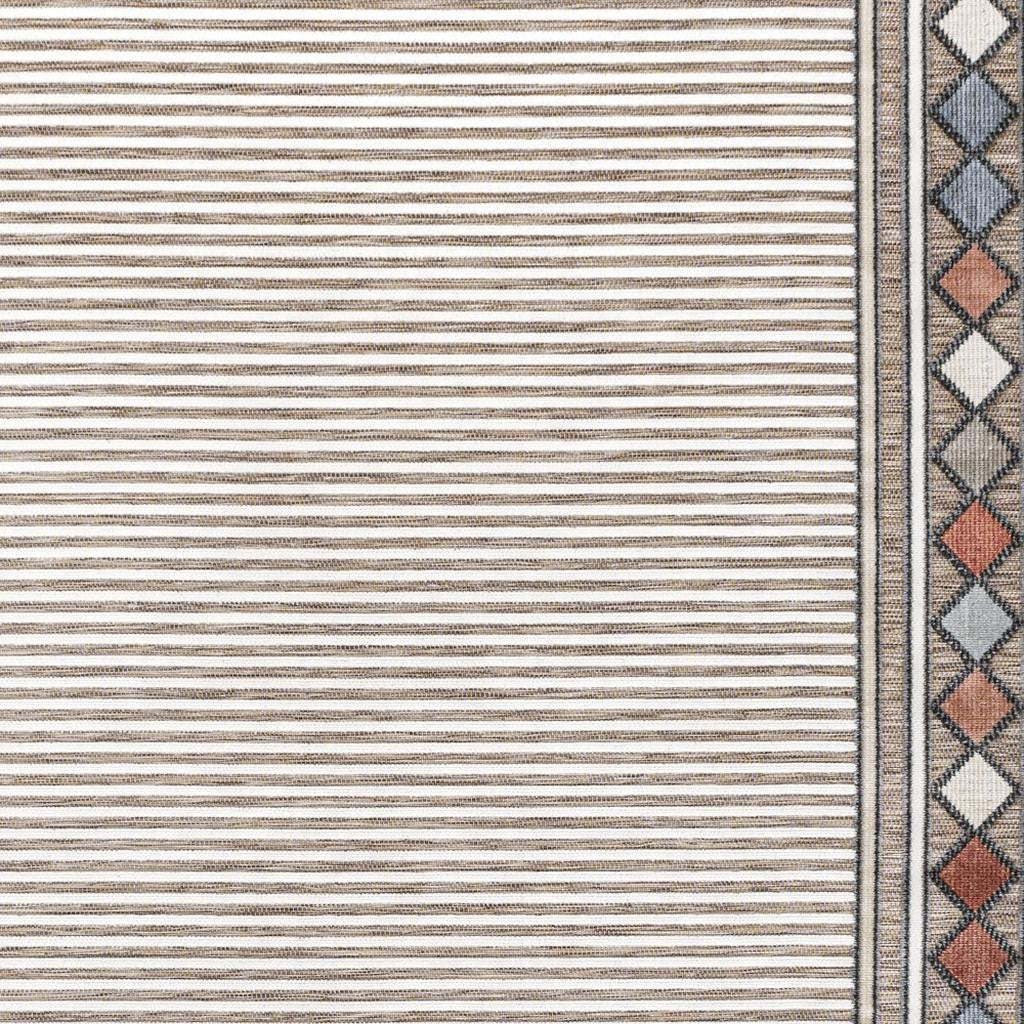 3' X 5' Brown And Ivory Geometric Indoor Outdoor Area Rug - GreatEagleInc