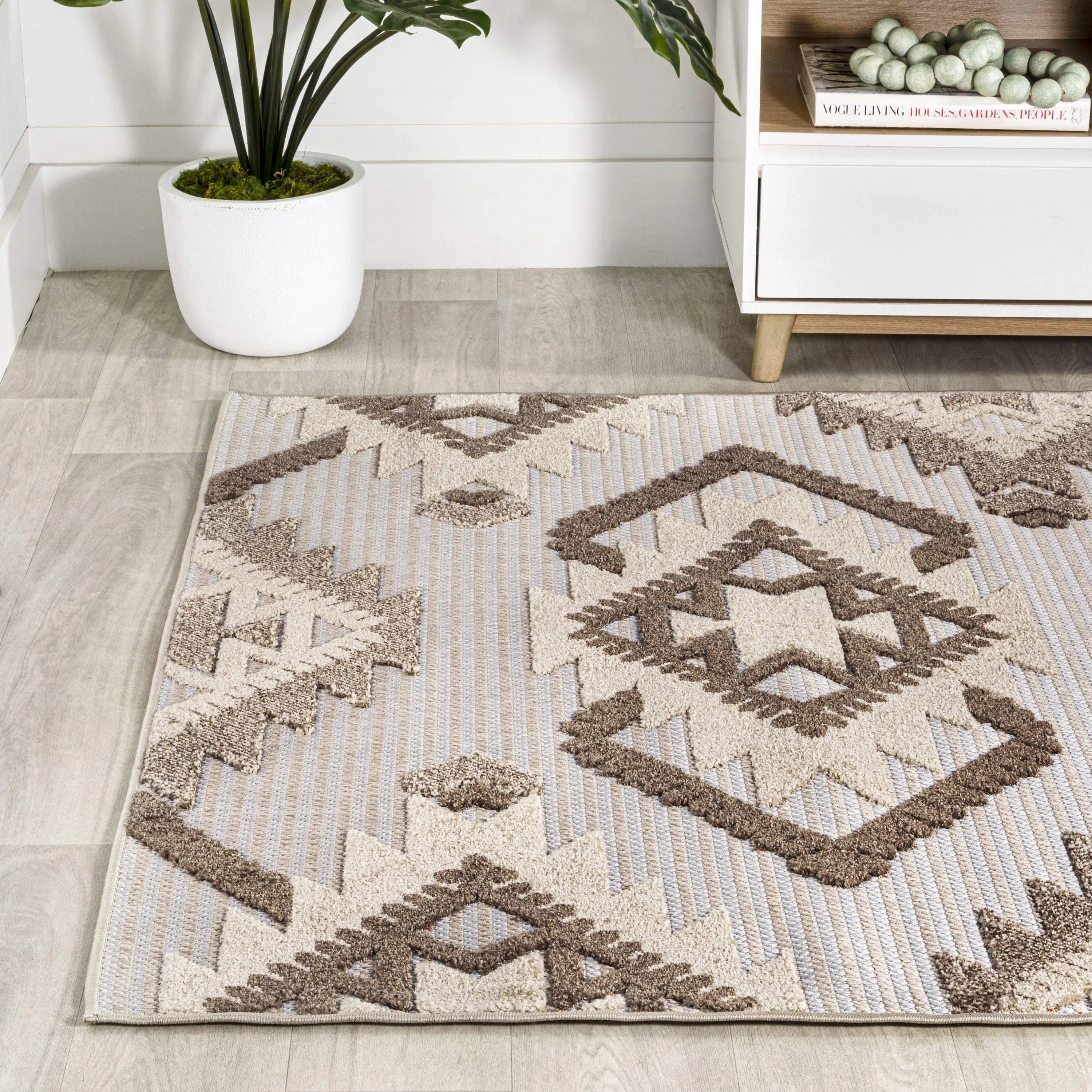 3' X 5' Brown And Ivory Moroccan Indoor Outdoor Area Rug - GreatEagleInc