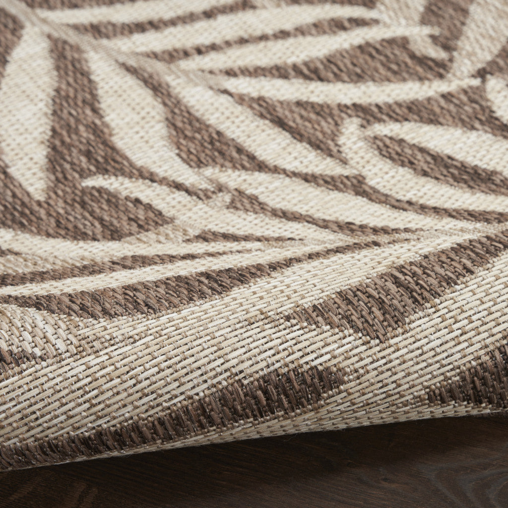 3' X 5' Brown And Ivory Palm Leaf Indoor Outdoor Area Rug Homeroots Outdoor