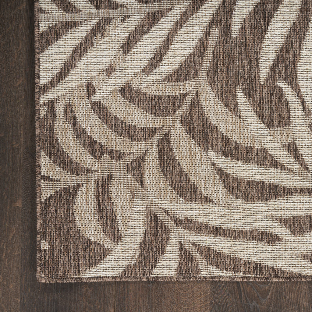 3' X 5' Brown And Ivory Palm Leaf Indoor Outdoor Area Rug Homeroots Outdoor