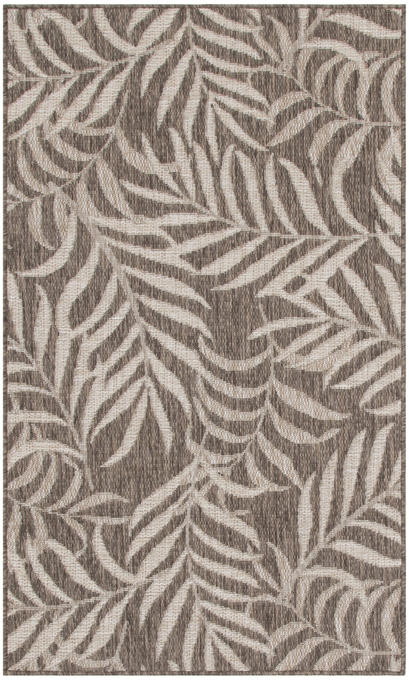 3' X 5' Brown And Ivory Palm Leaf Indoor Outdoor Area Rug Homeroots Outdoor