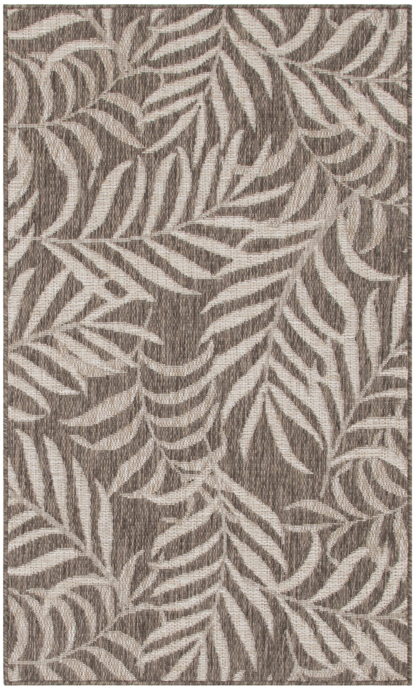 3' X 5' Brown And Ivory Palm Leaf Indoor Outdoor Area Rug Homeroots Outdoor