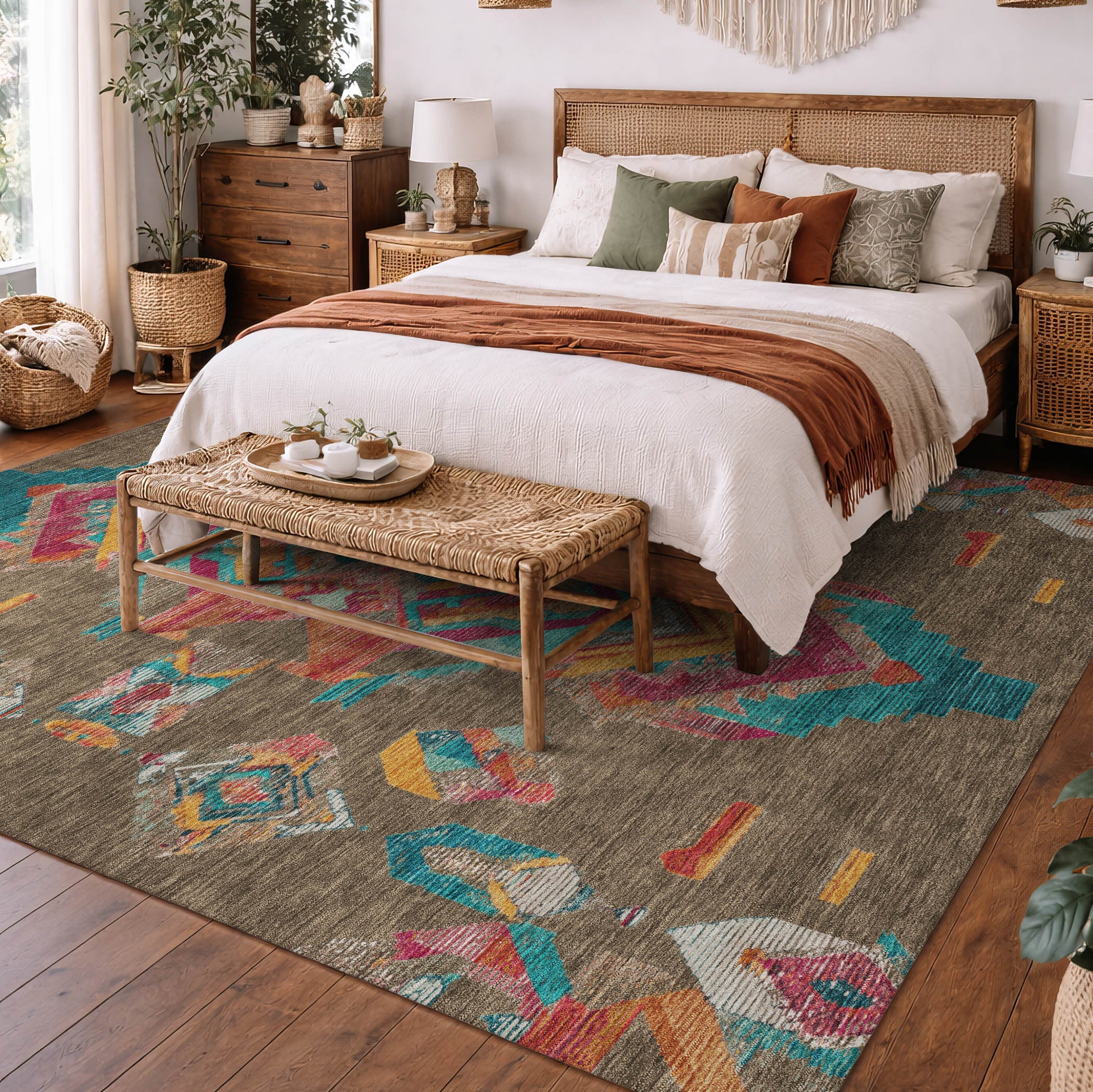 3' X 5' Brown And Ivory Tribal Washable Indoor Outdoor Area Rug Homeroots Outdoor