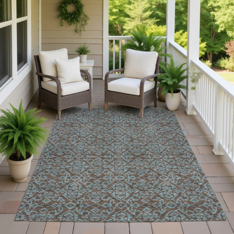 3' X 5' Brown And Linen Oriental Washable Indoor Outdoor Area Rug Homeroots Outdoor