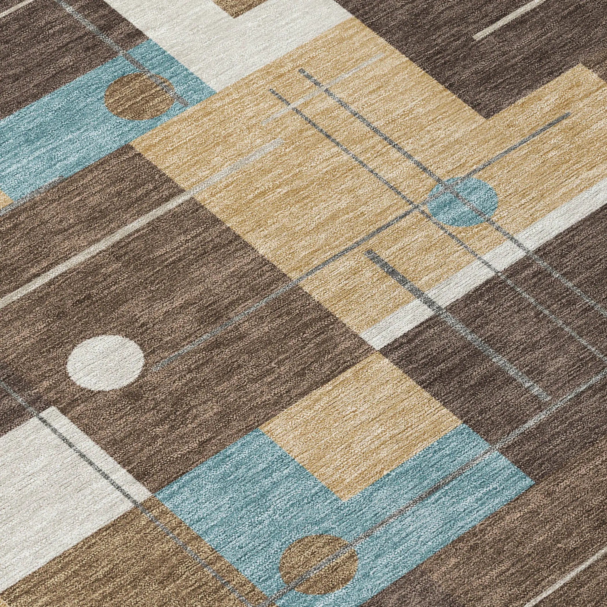 3' X 5' Brown And Pewter Geometric Washable Indoor Outdoor Area Rug Homeroots Outdoor