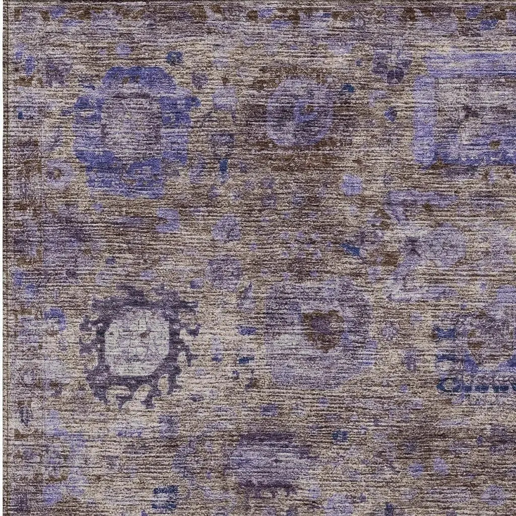 3' X 5' Brown And Plum Abstract Washable Indoor Outdoor Area Rug Homeroots Outdoor