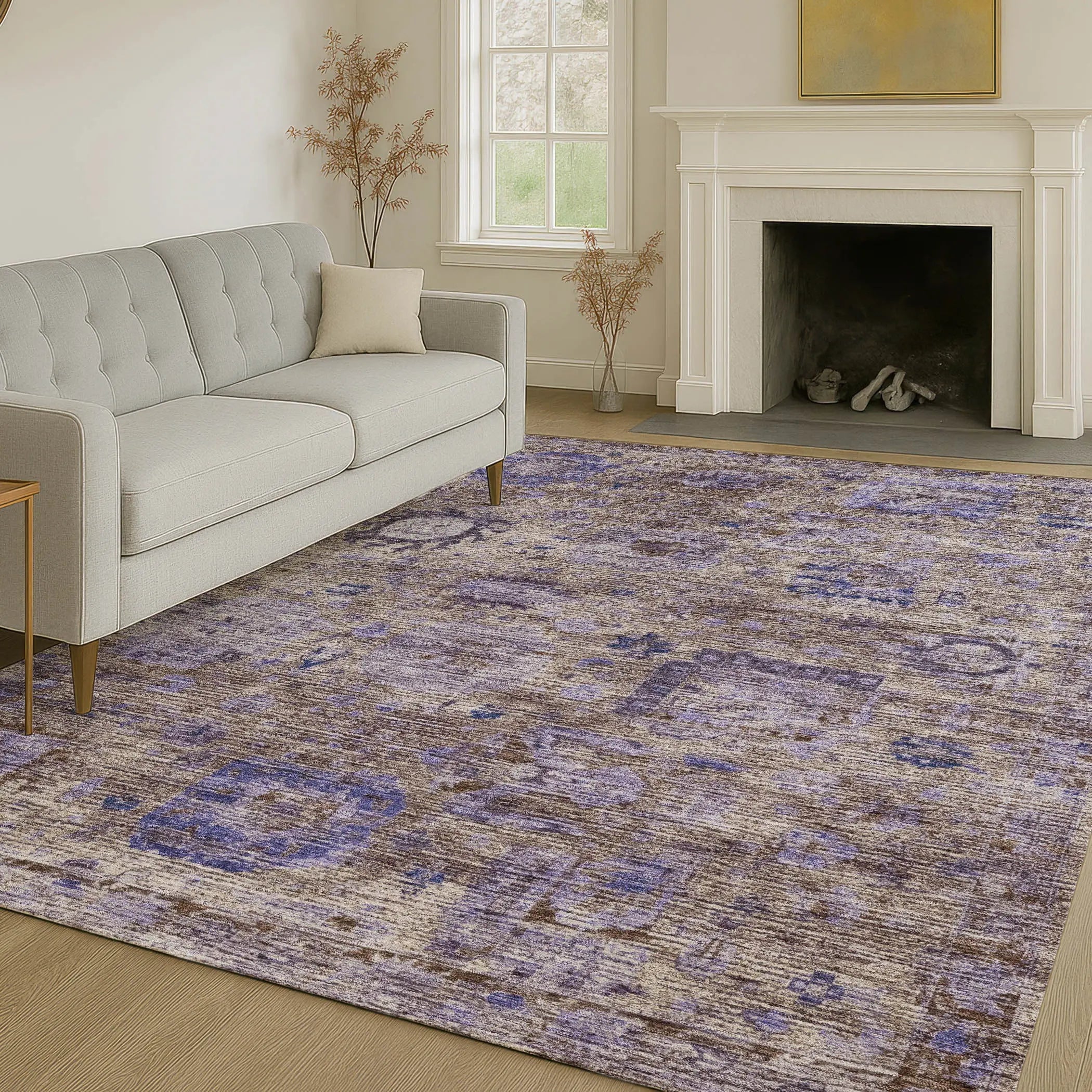 3' X 5' Brown And Plum Abstract Washable Indoor Outdoor Area Rug Homeroots Outdoor