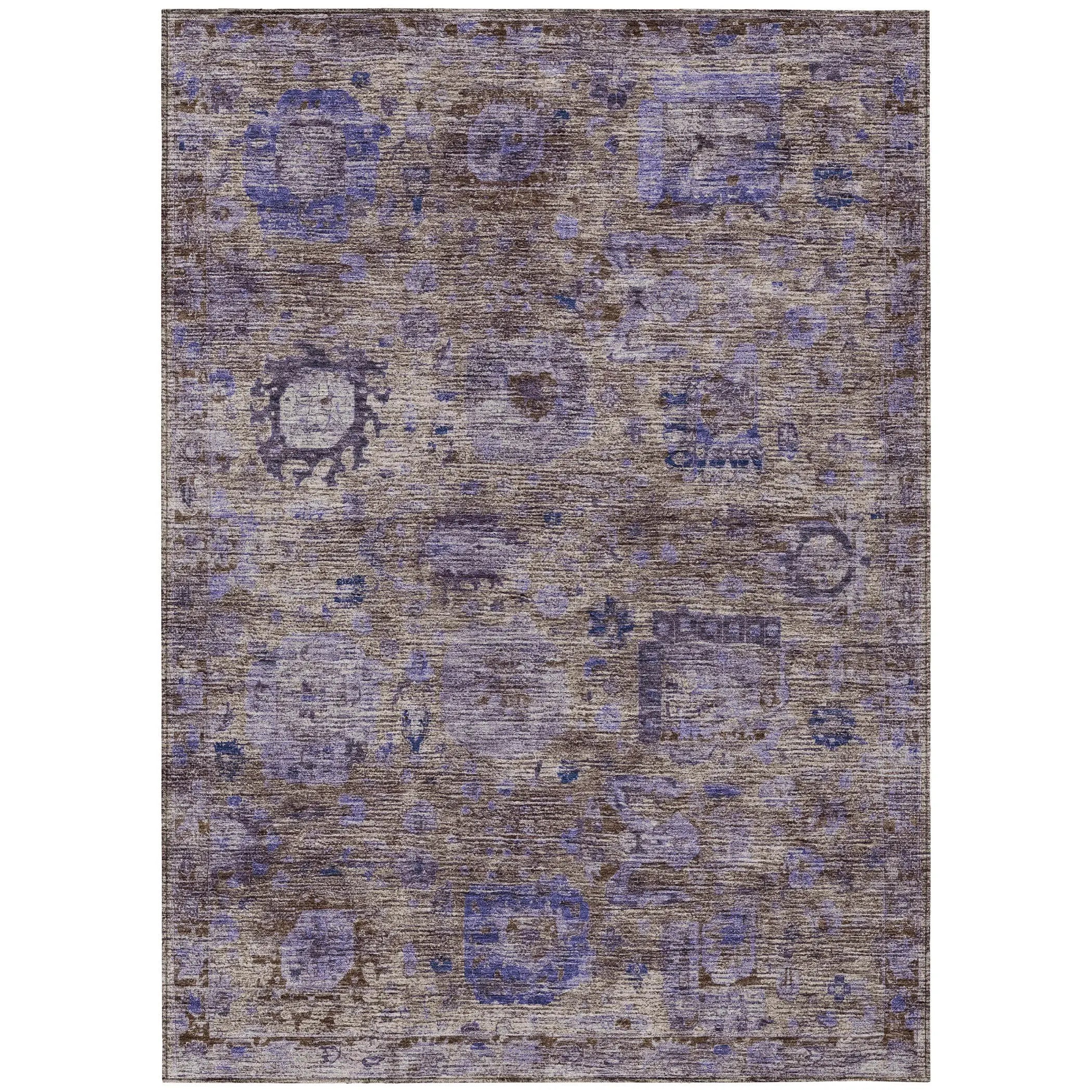 3' X 5' Brown And Plum Abstract Washable Indoor Outdoor Area Rug Homeroots Outdoor