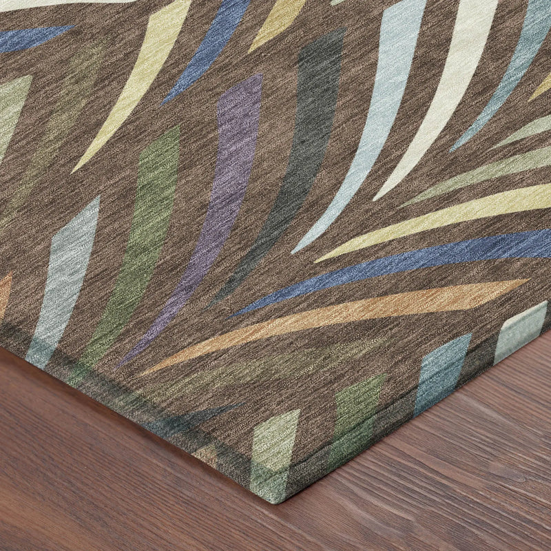 3' X 5' Brown And Plum Abstract Washable Indoor Outdoor Area Rug Homeroots Outdoor