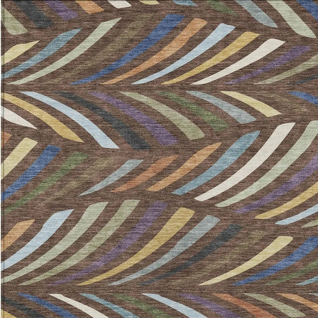3' X 5' Brown And Plum Abstract Washable Indoor Outdoor Area Rug Homeroots Outdoor