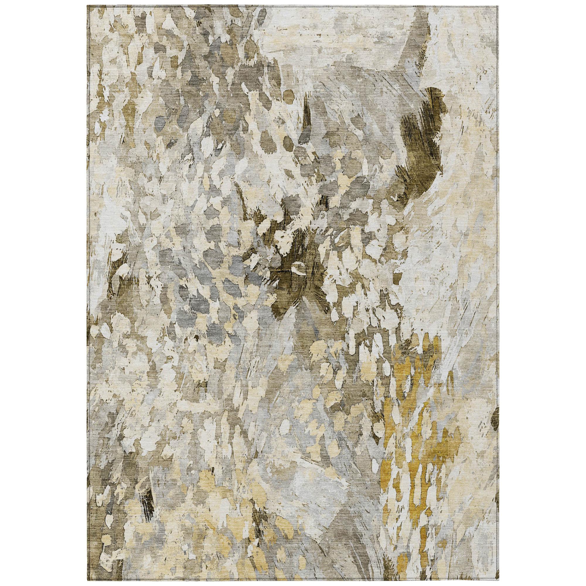 3' X 5' Brown And Silver Abstract Washable Indoor Outdoor Area Rug Homeroots Outdoor
