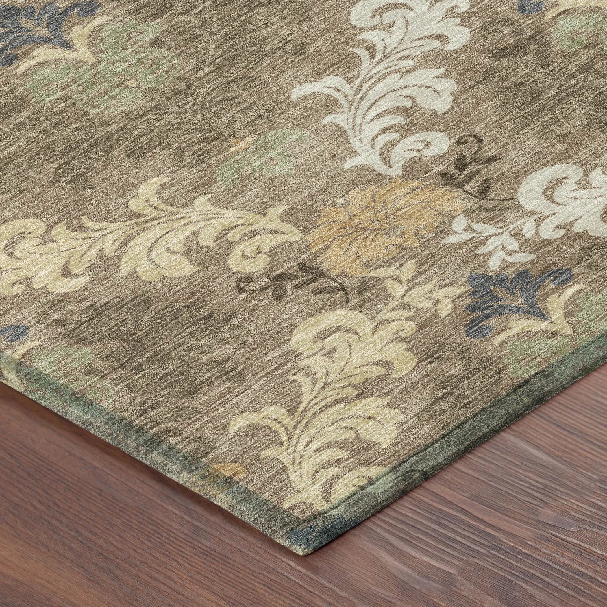 3' X 5' Brown And Taupe Damask Washable Indoor Outdoor Area Rug Homeroots Outdoor