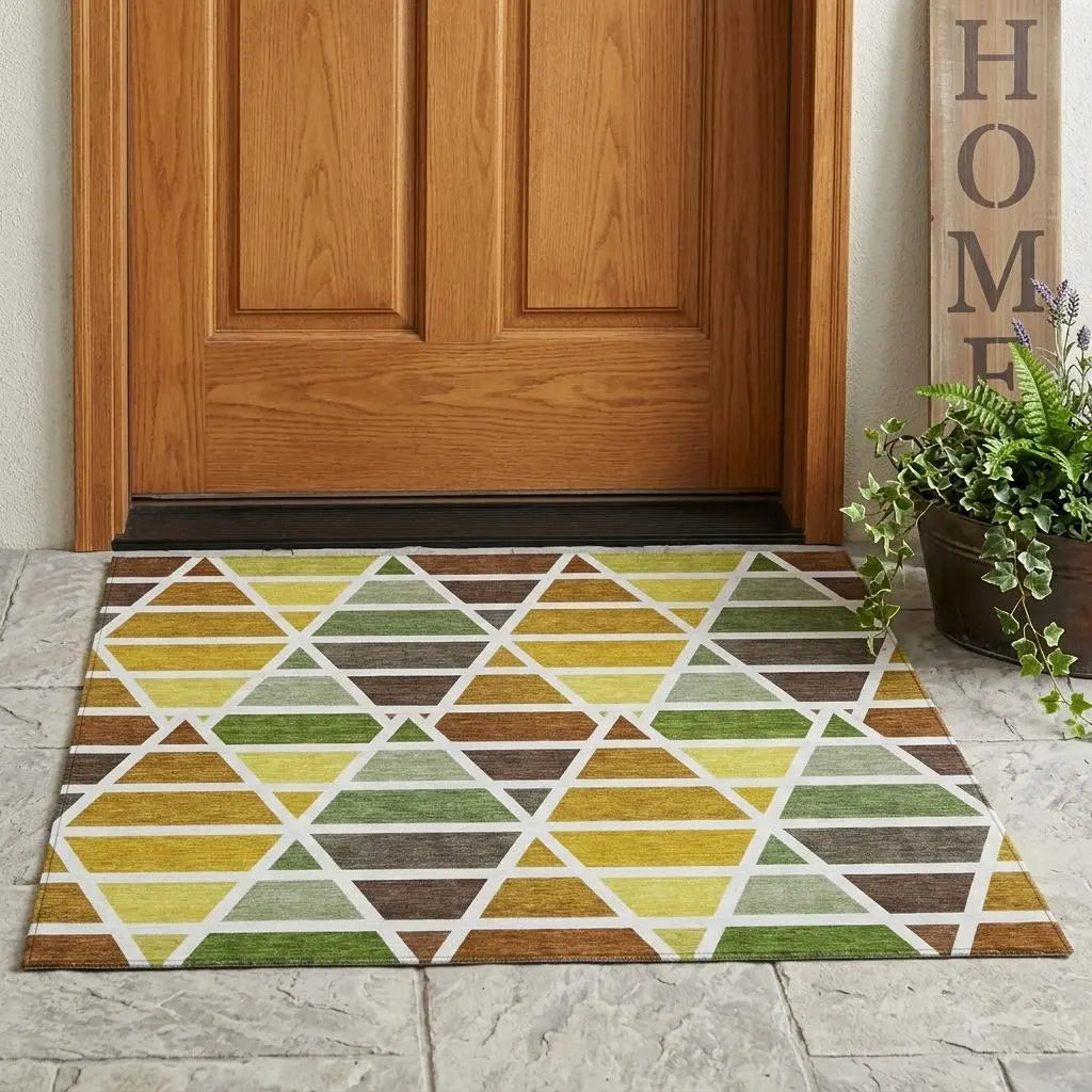 3' X 5' Brown And White Geometric Washable Indoor Outdoor Area Rug Homeroots Outdoor