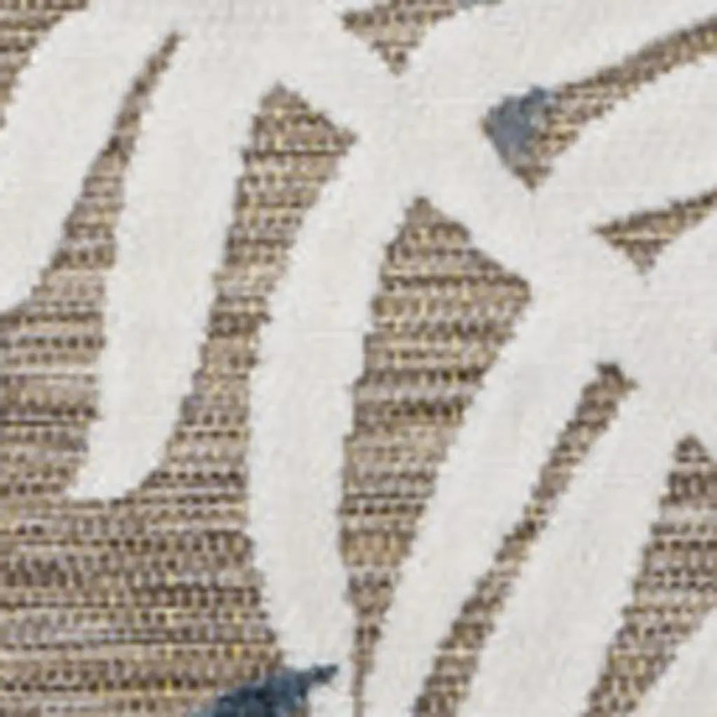 3' X 5' Brown Navy Blue And Ivory Floral Indoor Outdoor Area Rug - GreatEagleInc