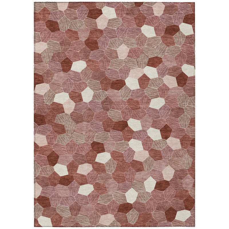 3' X 5' Burgundy And Ivory Geometric Washable Indoor Outdoor Area Rug Homeroots Outdoor
