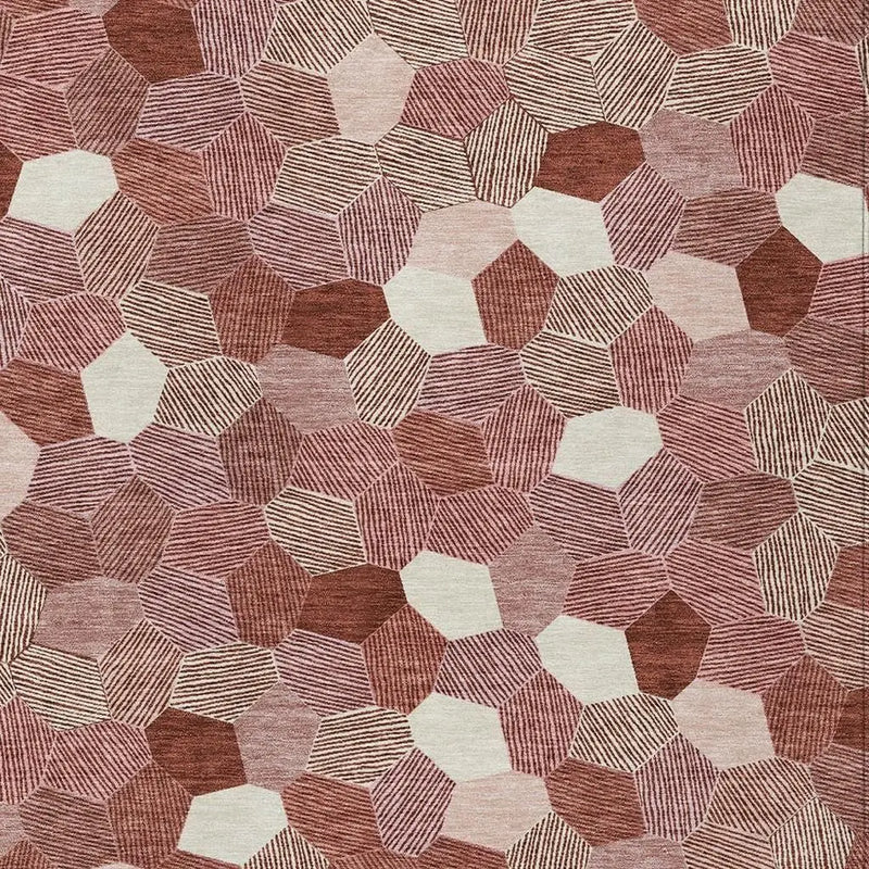 3' X 5' Burgundy And Ivory Geometric Washable Indoor Outdoor Area Rug Homeroots Outdoor
