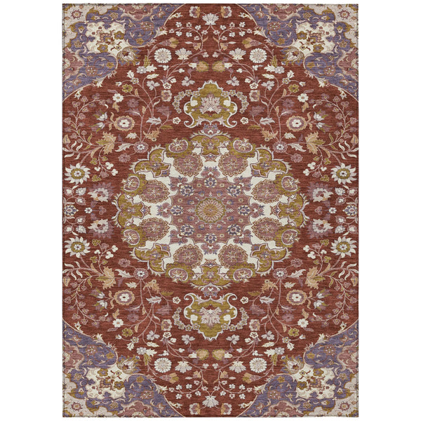 3' X 5' Burgundy And Red Damask Washable Indoor Outdoor Area Rug Homeroots Outdoor