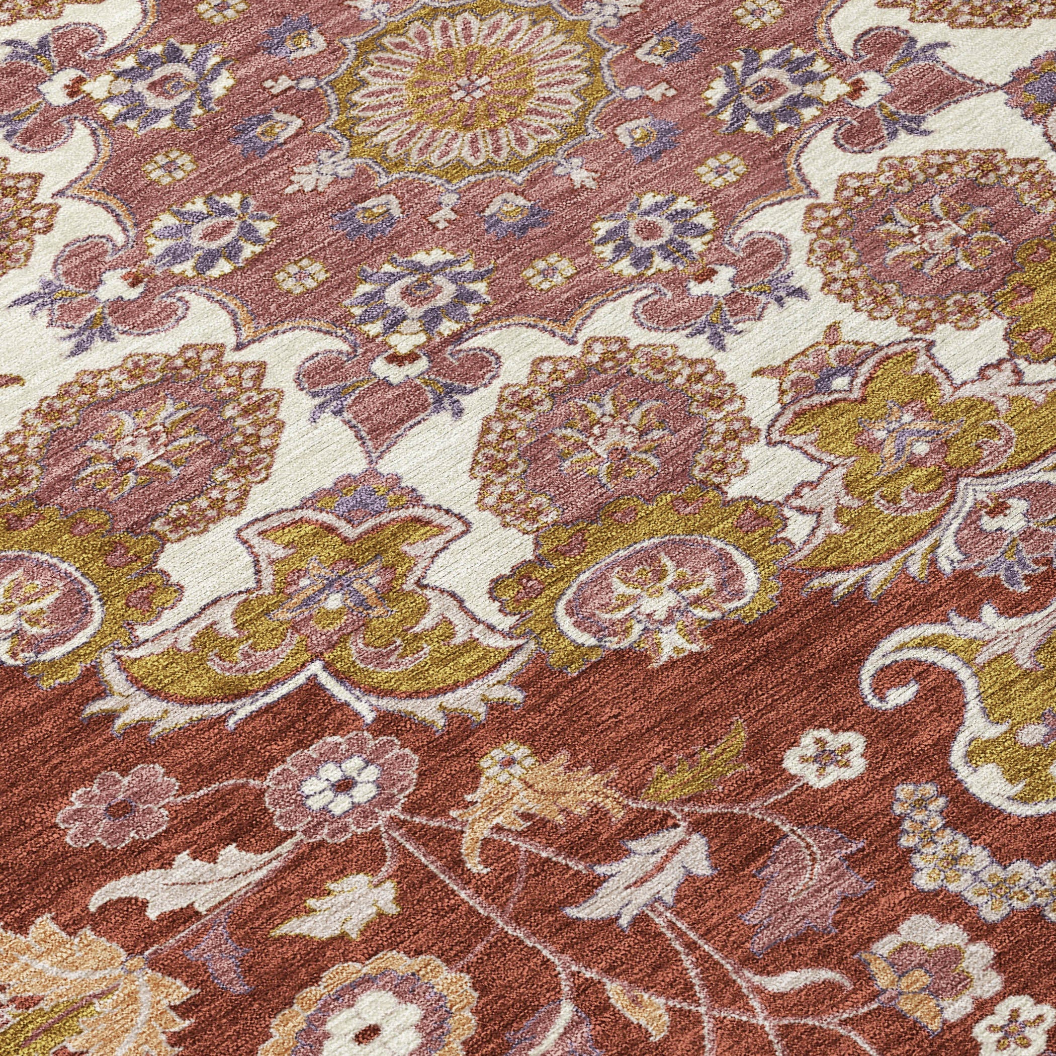 3' X 5' Burgundy And Red Damask Washable Indoor Outdoor Area Rug Homeroots Outdoor