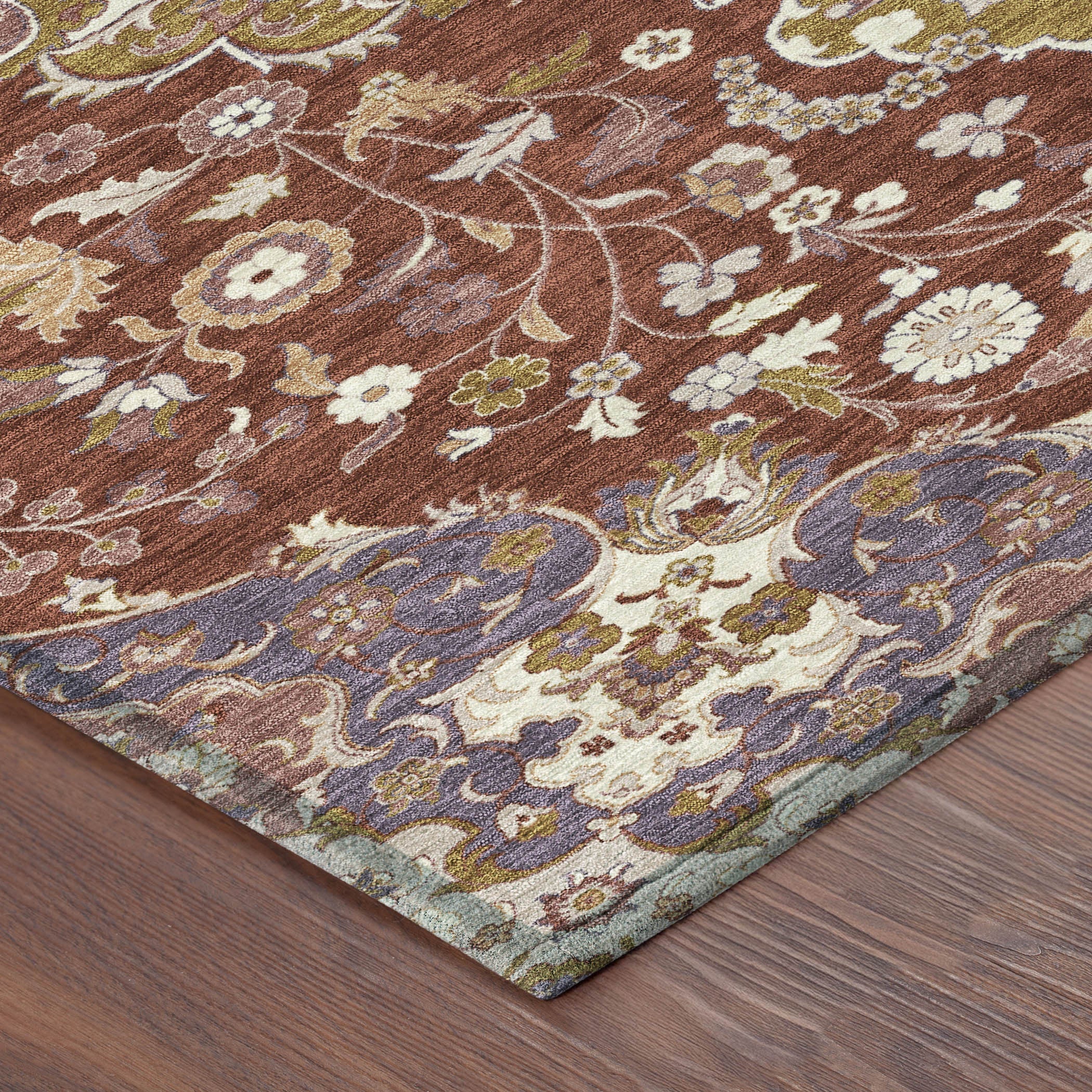 3' X 5' Burgundy And Red Damask Washable Indoor Outdoor Area Rug Homeroots Outdoor