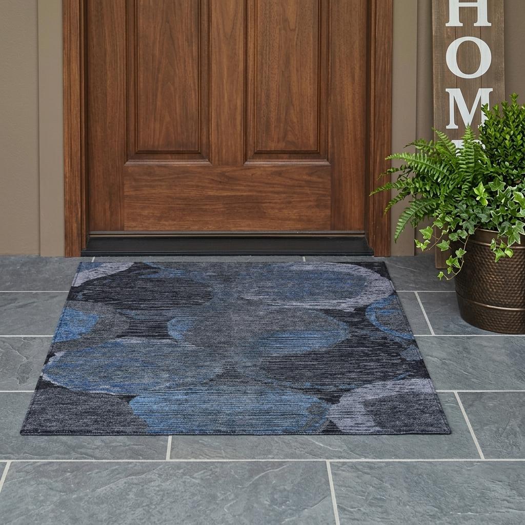 3' X 5' Charcoal And Gray Geometric Washable Indoor Outdoor Area Rug Homeroots Outdoor