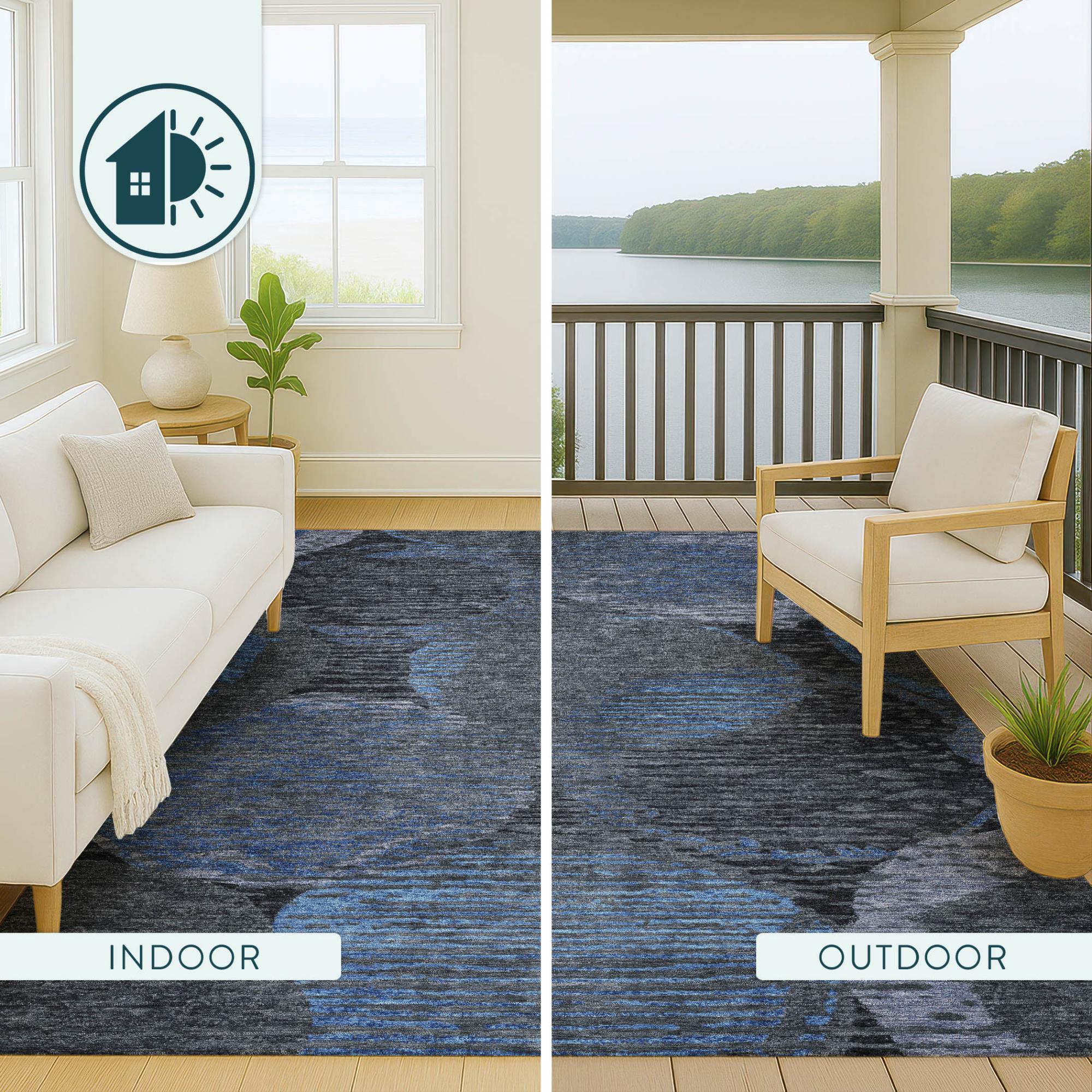 3' X 5' Charcoal And Gray Geometric Washable Indoor Outdoor Area Rug Homeroots Outdoor