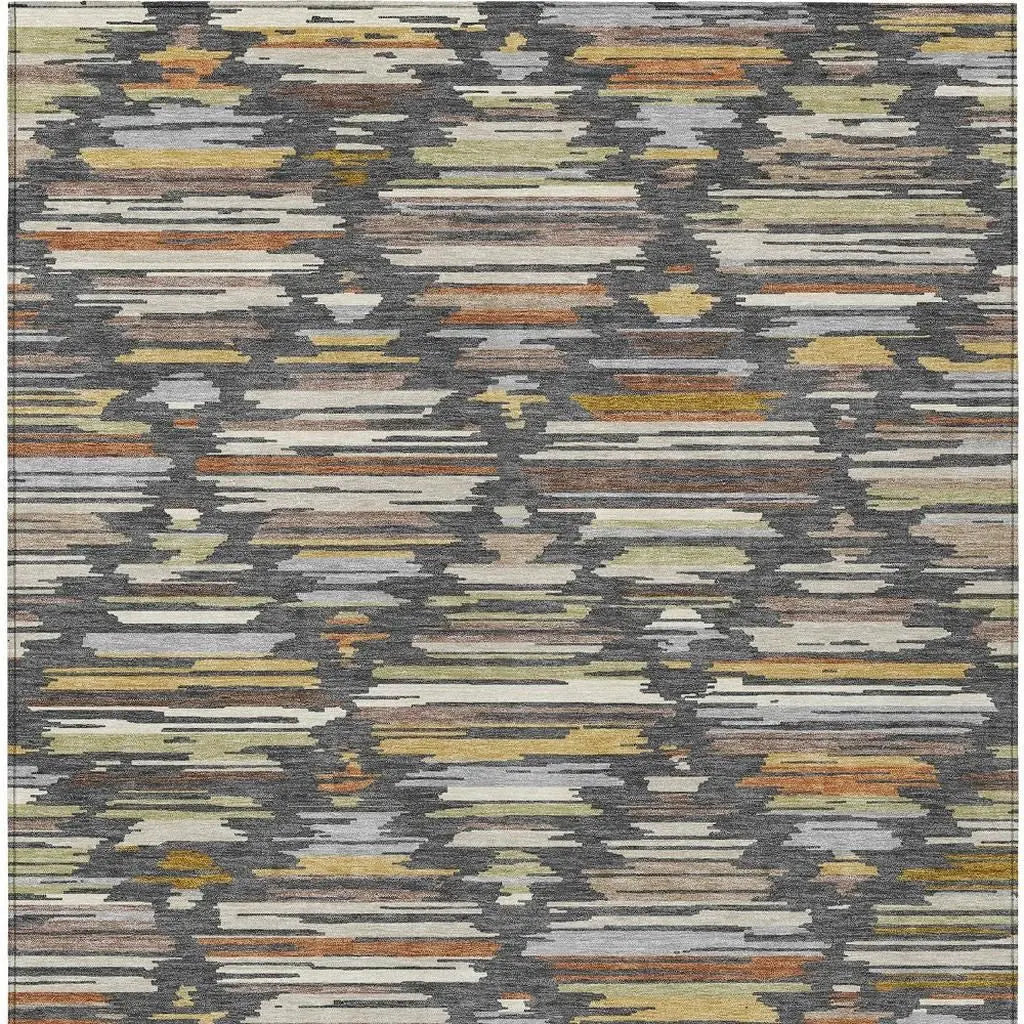 3' X 5' Charcoal And Gray Southwestern Washable Indoor Outdoor Area Rug Homeroots Outdoor