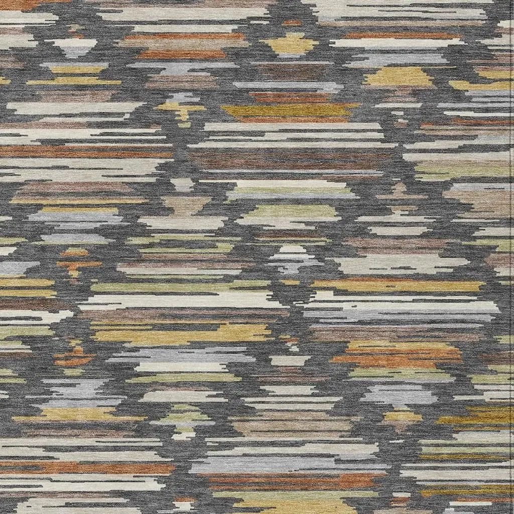 3' X 5' Charcoal And Gray Southwestern Washable Indoor Outdoor Area Rug Homeroots Outdoor