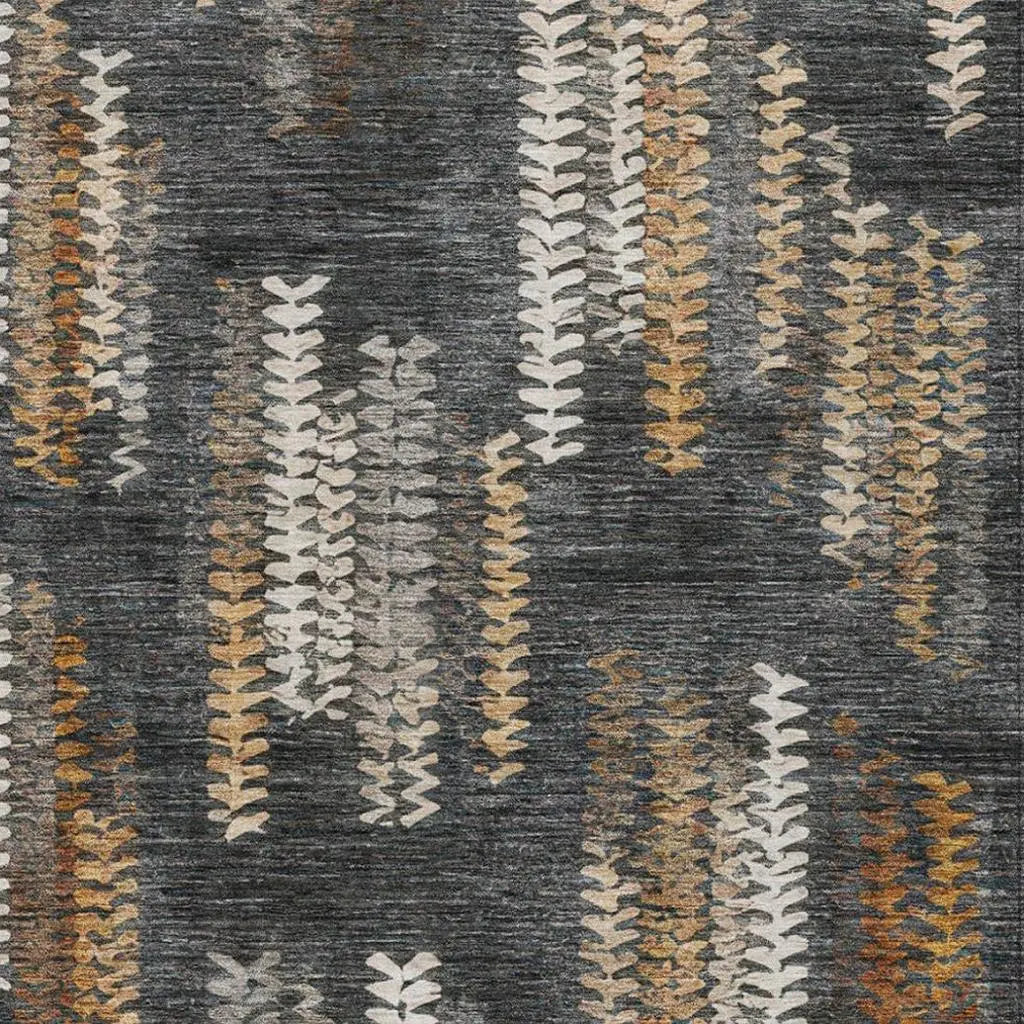 3' X 5' Charcoal And Gray Striped Washable Indoor Outdoor Area Rug Homeroots Outdoor
