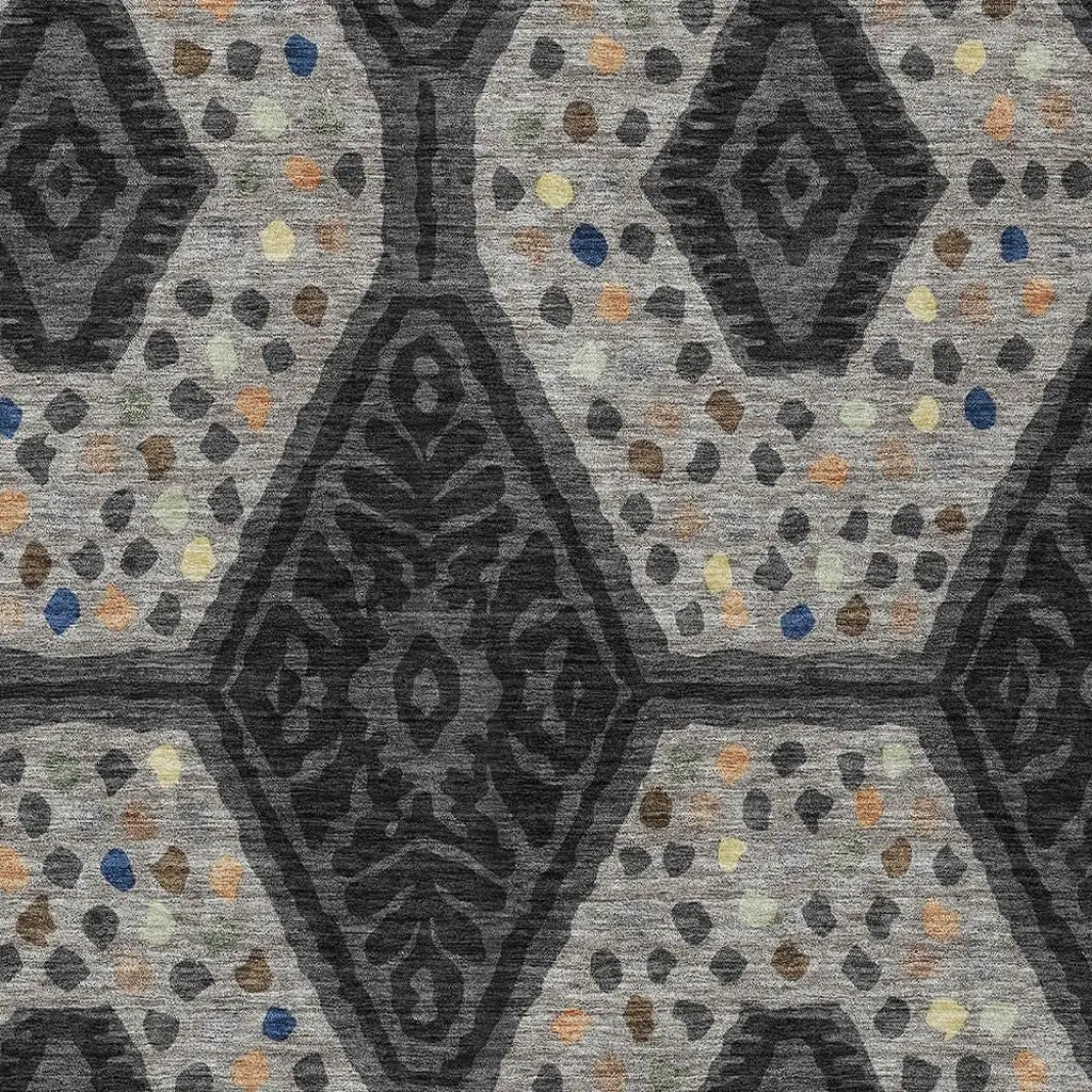 3' X 5' Charcoal And Gray Tribal Washable Indoor Outdoor Area Rug Homeroots Outdoor