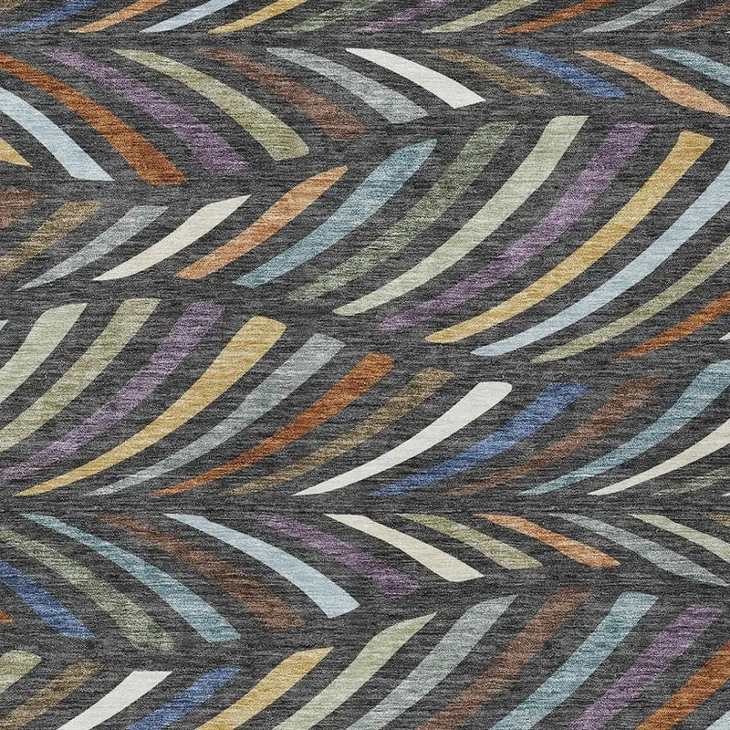 3' X 5' Charcoal And Green Abstract Washable Indoor Outdoor Area Rug Homeroots Outdoor