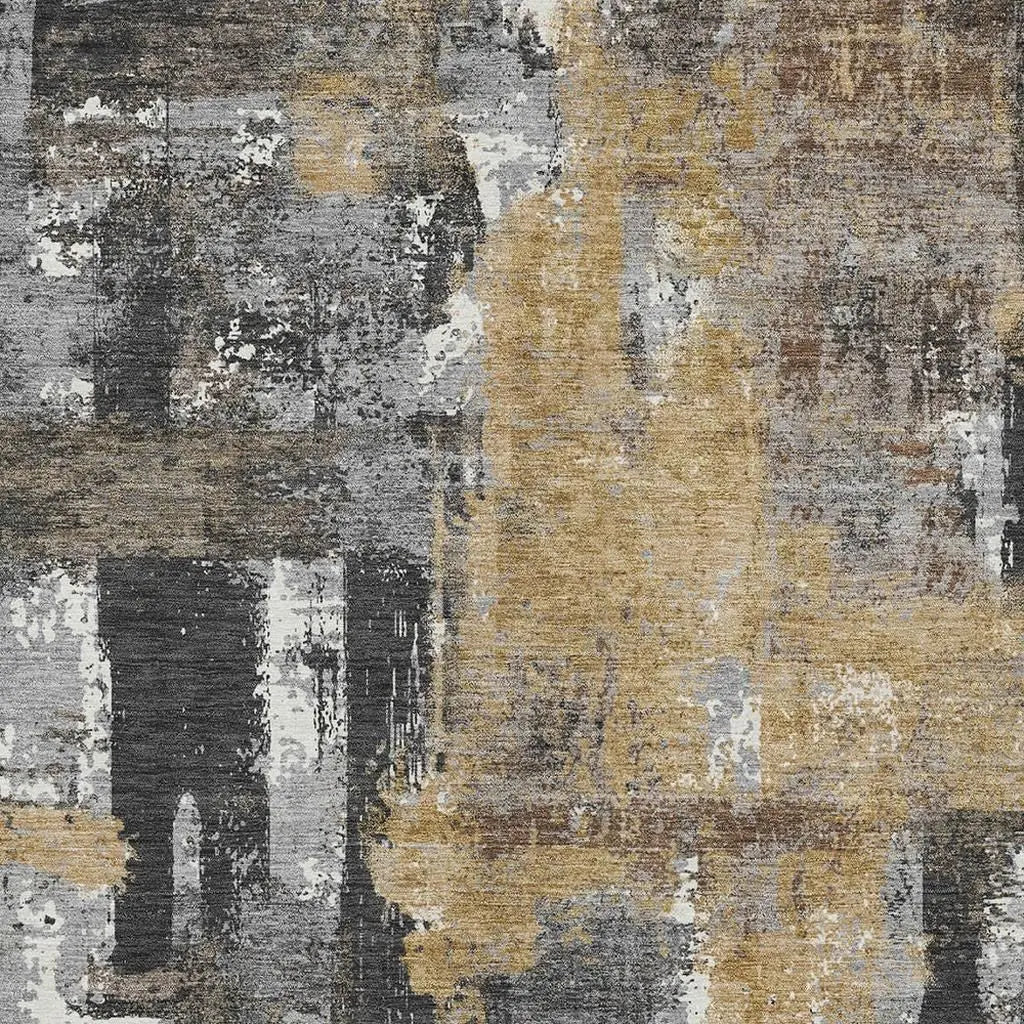 3' X 5' Charcoal And Ivory Abstract Washable Indoor Outdoor Area Rug Homeroots Outdoor