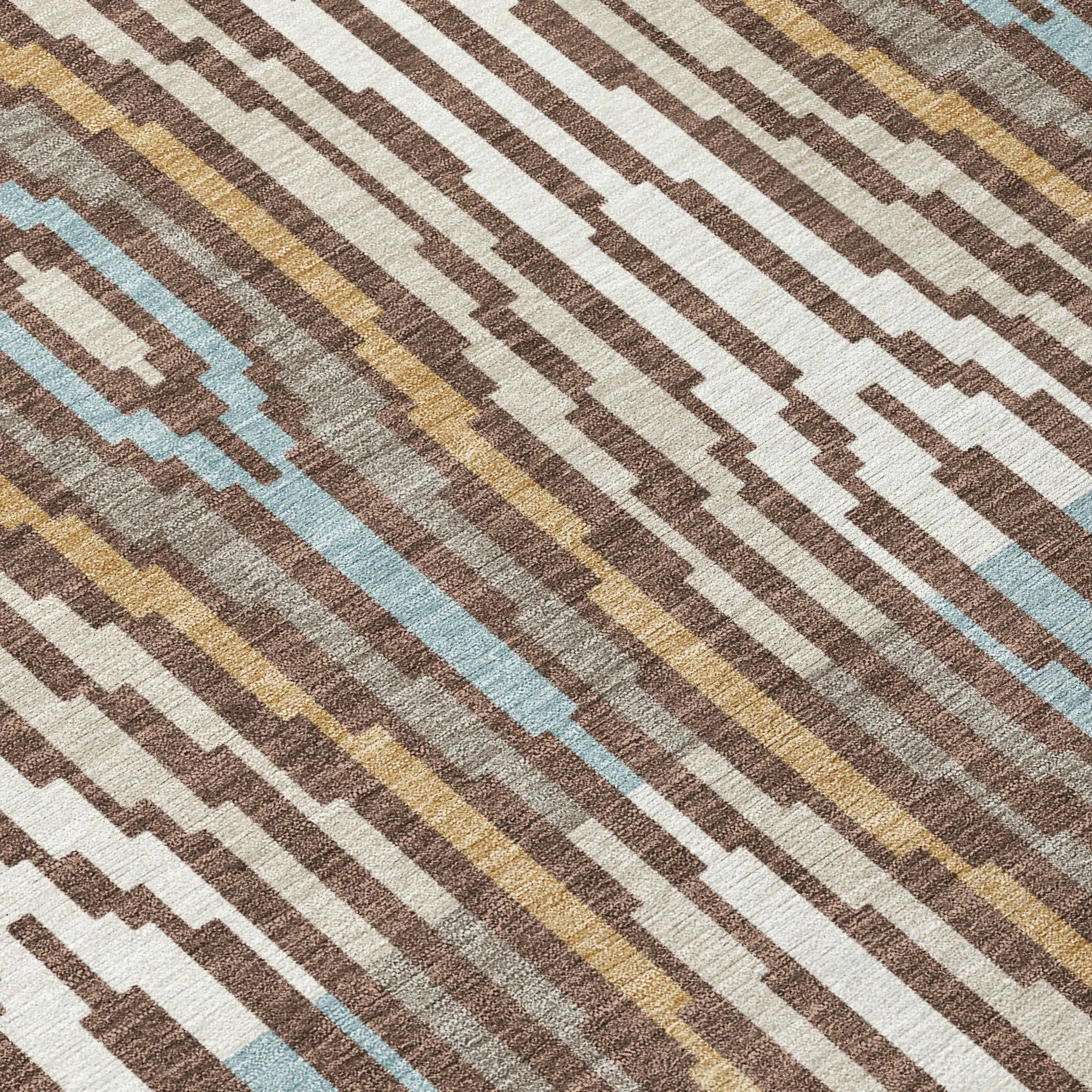 3' X 5' Chocolate And Aqua Abstract Washable Indoor Outdoor Area Rug Homeroots Outdoor