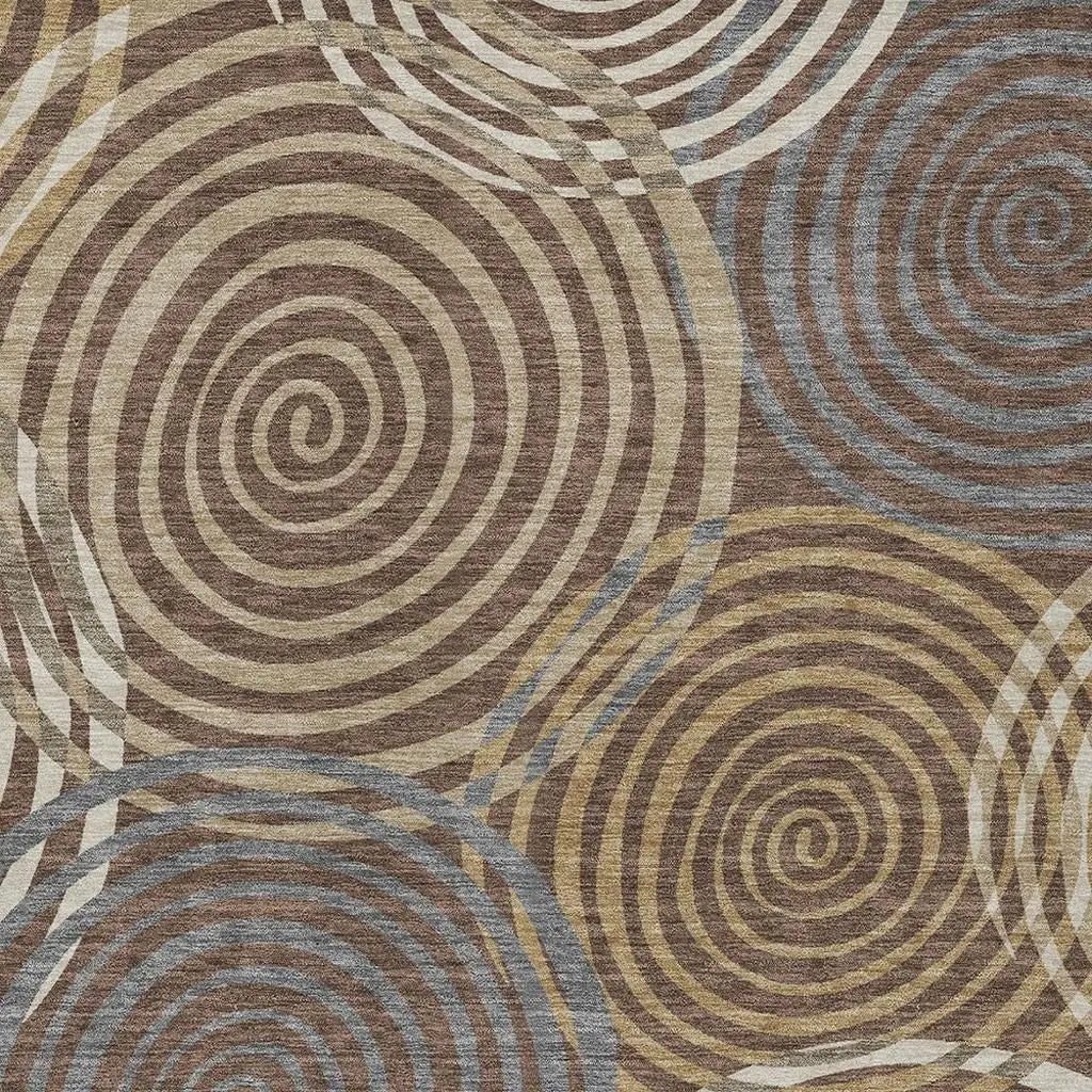 3' X 5' Chocolate And Beige Geometric Washable Indoor Outdoor Area Rug Homeroots Outdoor