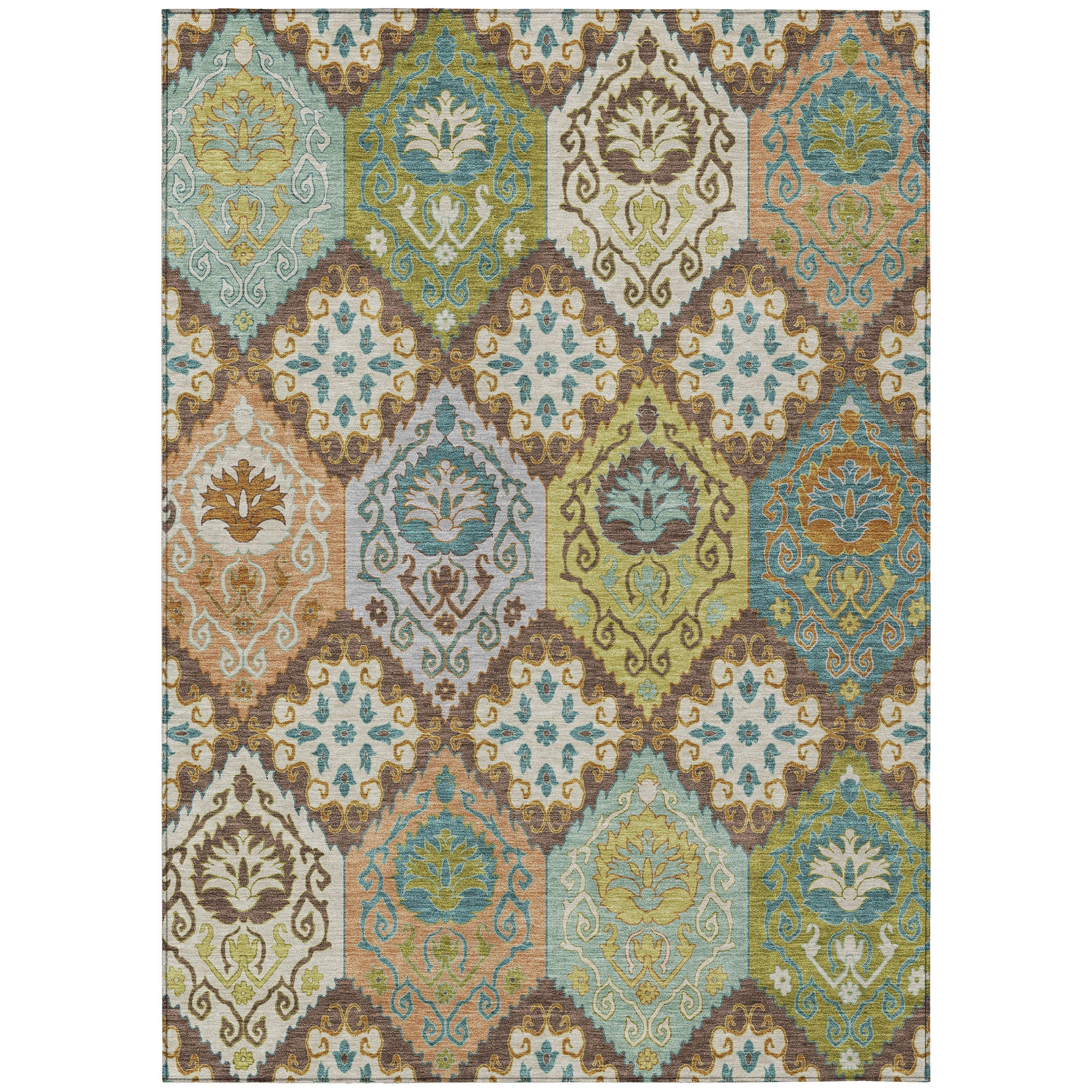 3' X 5' Chocolate And Beige Geometric Washable Indoor Outdoor Area Rug Homeroots Outdoor