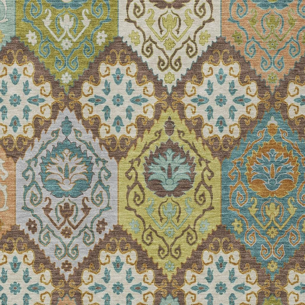 3' X 5' Chocolate And Beige Geometric Washable Indoor Outdoor Area Rug Homeroots Outdoor
