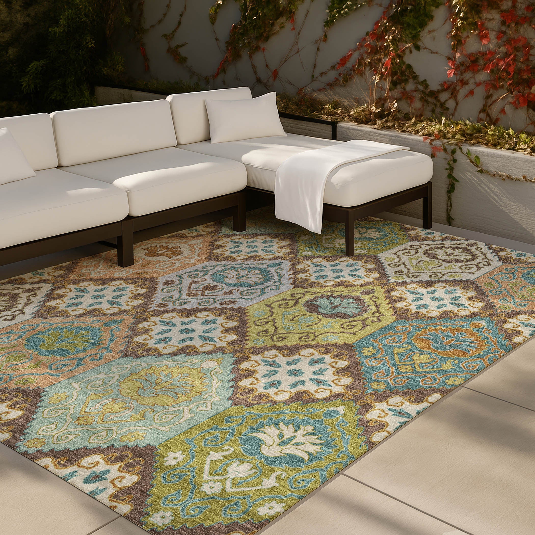 3' X 5' Chocolate And Beige Geometric Washable Indoor Outdoor Area Rug Homeroots Outdoor