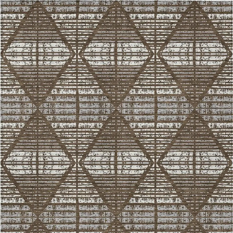 3' X 5' Chocolate And Beige Geometric Washable Indoor Outdoor Area Rug Homeroots Outdoor