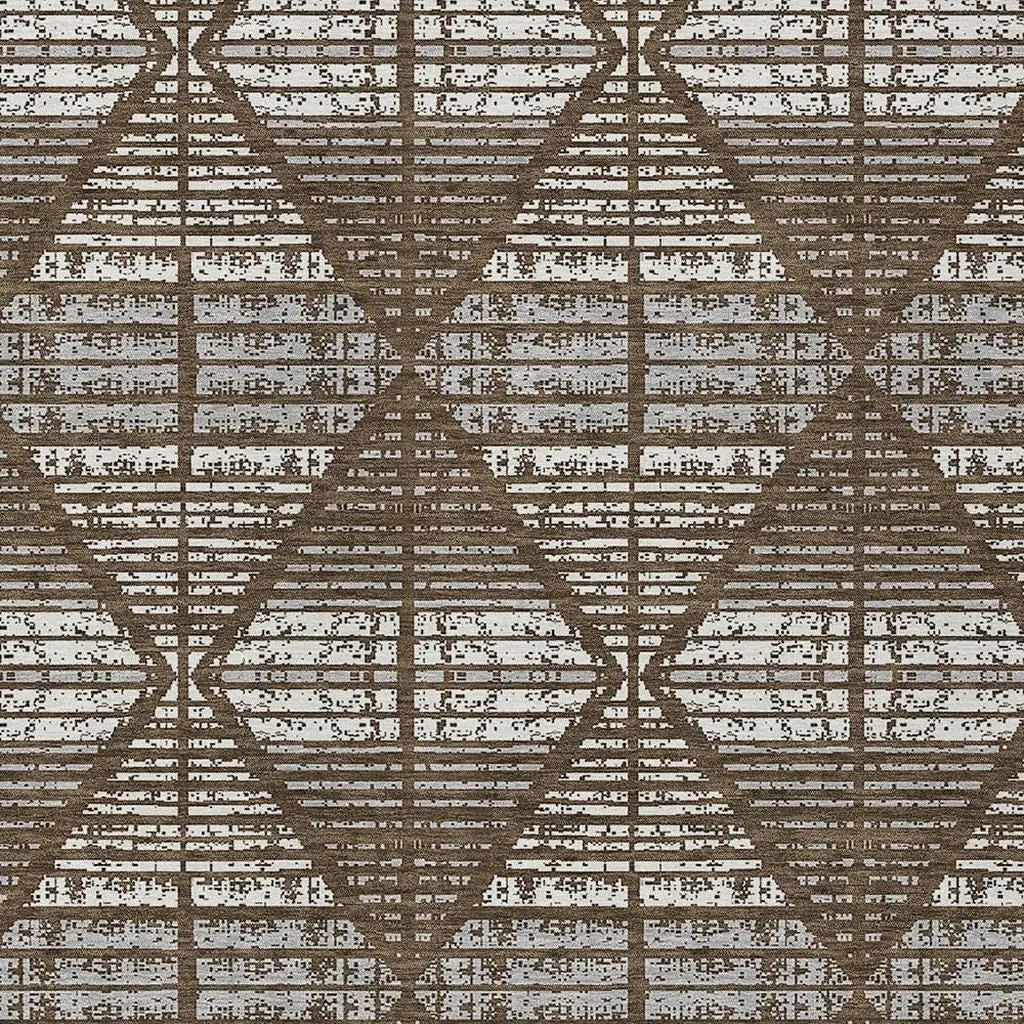 3' X 5' Chocolate And Beige Geometric Washable Indoor Outdoor Area Rug Homeroots Outdoor