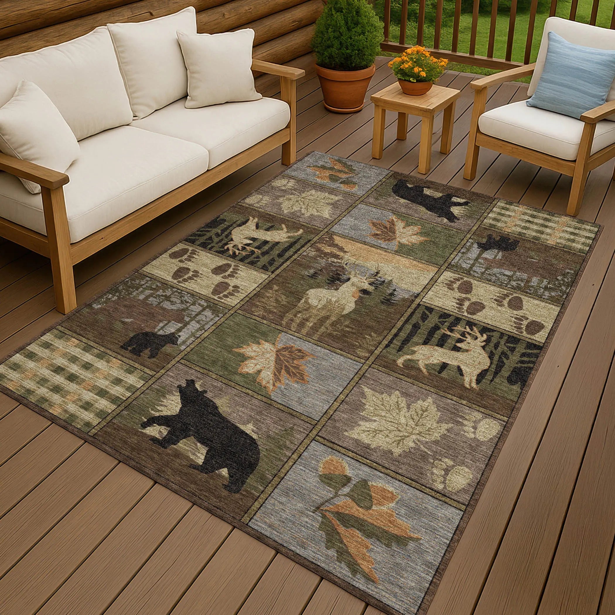 3' X 5' Chocolate And Black Bear Washable Indoor Outdoor Area Rug Homeroots Outdoor