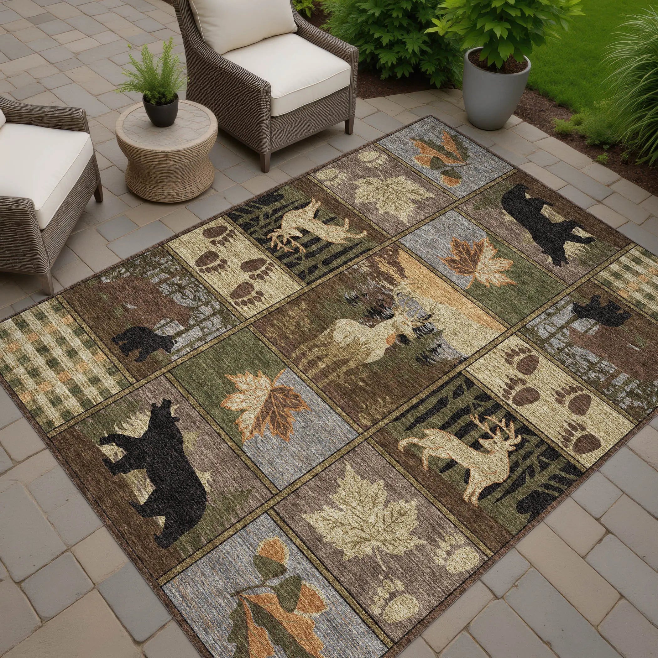3' X 5' Chocolate And Black Bear Washable Indoor Outdoor Area Rug Homeroots Outdoor