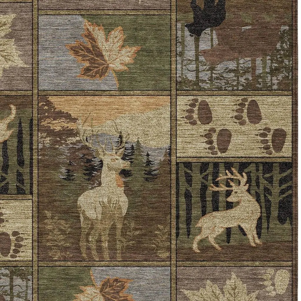 3' X 5' Chocolate And Black Bear Washable Indoor Outdoor Area Rug Homeroots Outdoor