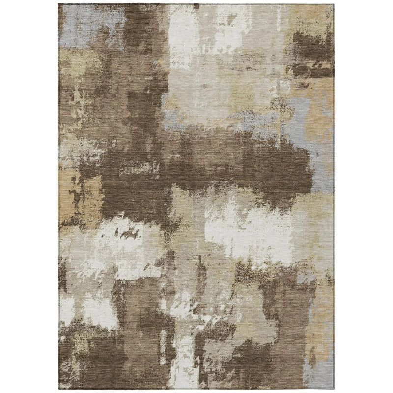 3' X 5' Chocolate And Brown Abstract Washable Indoor Outdoor Area Rug Homeroots Outdoor