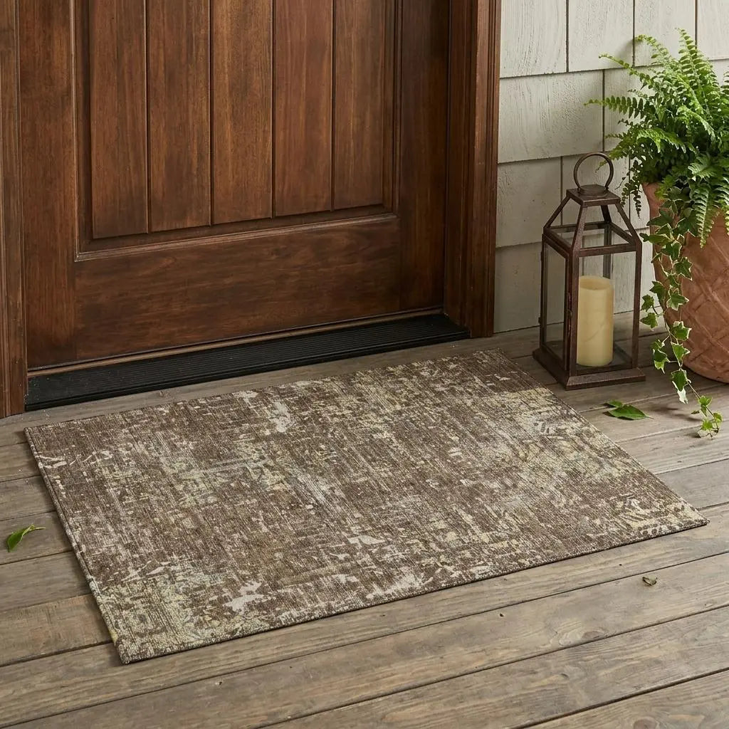 3' X 5' Chocolate And Brown Abstract Washable Indoor Outdoor Area Rug Homeroots Outdoor