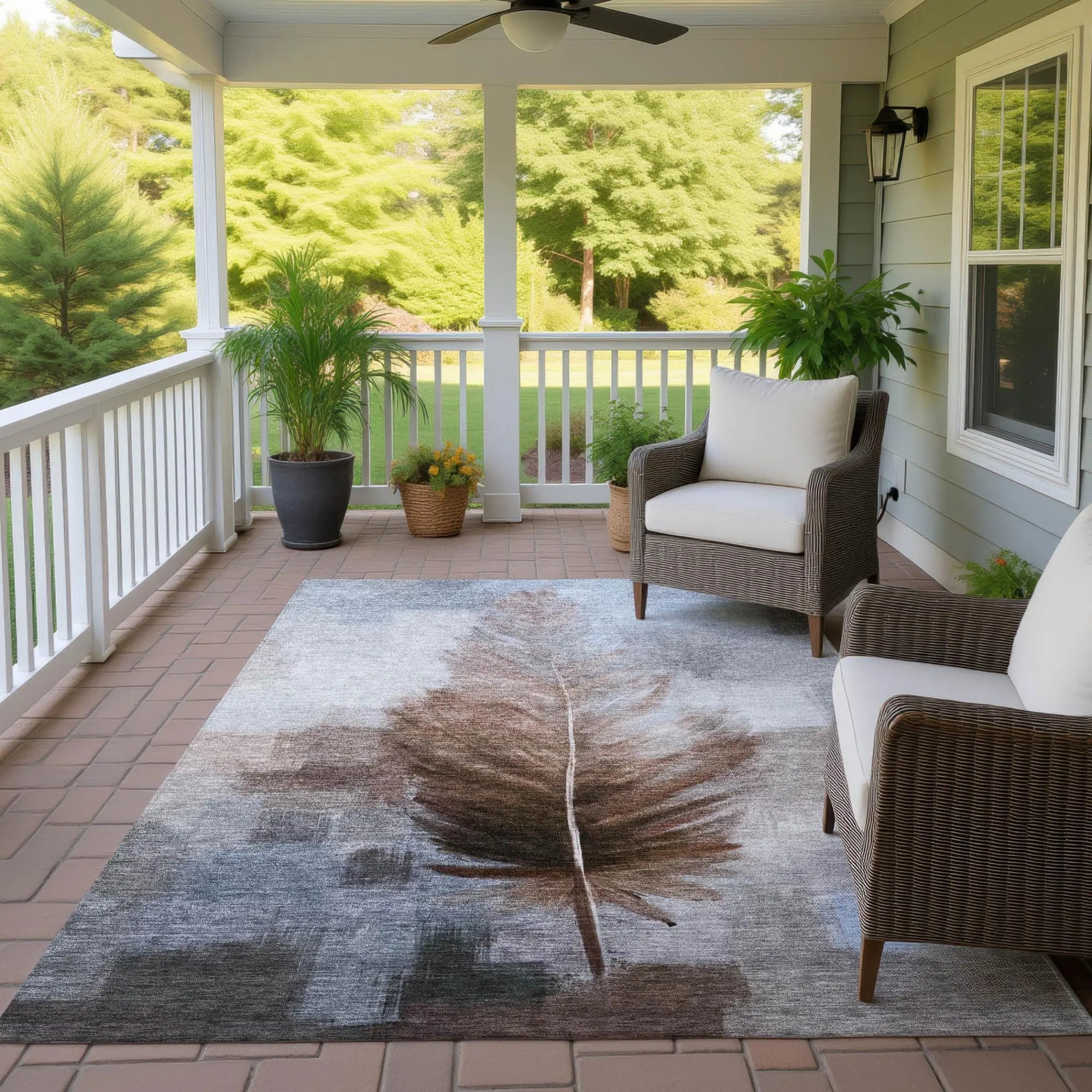 3' X 5' Chocolate And Brown Botanical Leaves Washable Indoor Outdoor Area Rug Homeroots Outdoor
