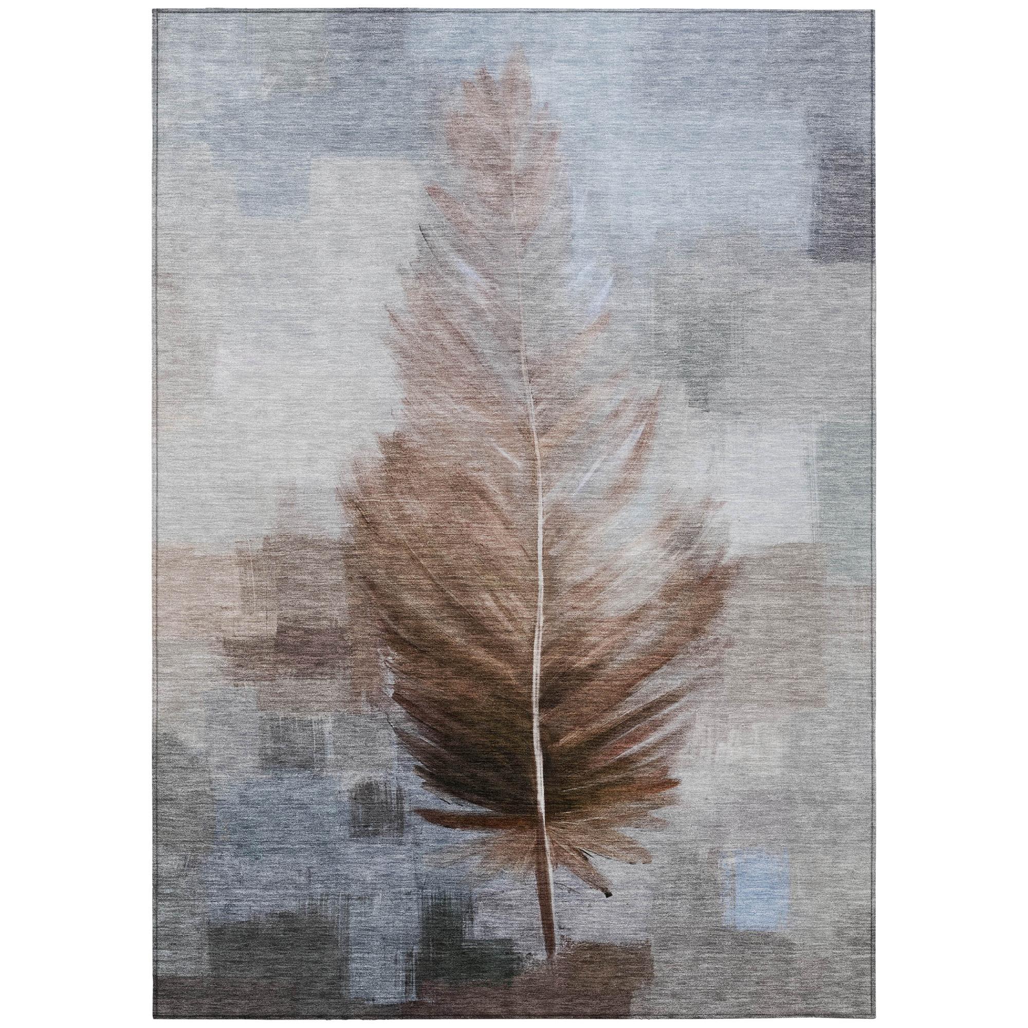 3' X 5' Chocolate And Brown Botanical Leaves Washable Indoor Outdoor Area Rug Homeroots Outdoor