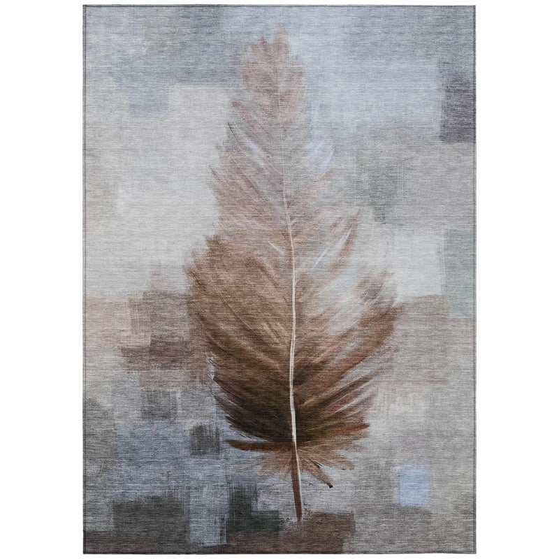 3' X 5' Chocolate And Brown Botanical Leaves Washable Indoor Outdoor Area Rug Homeroots Outdoor